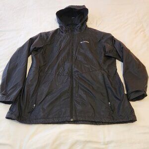 Columbia Lined Rain Jacket Windbreaker with Pockets in Black, 1X